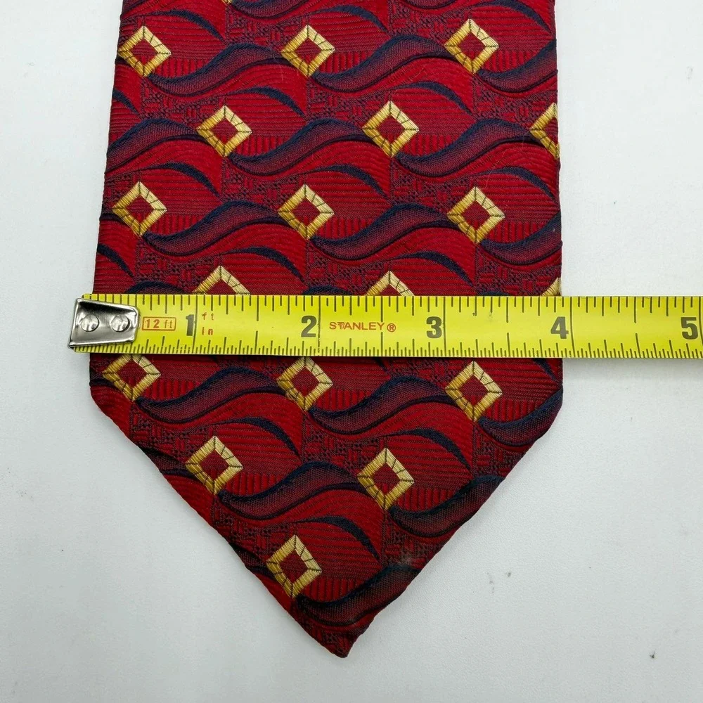 Jos. A. Bank Signature Collection Silk Tie Red Geometric Diamond USA 61.5